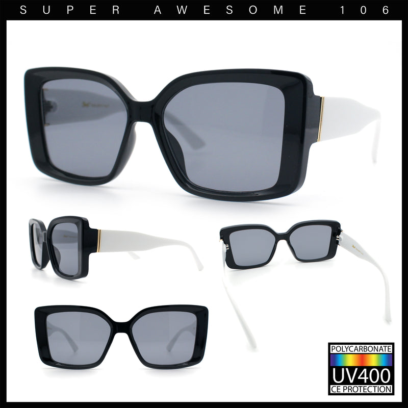 Womens Oversized Squared Beveled Rectangular Classic Butterfly Sunglasses