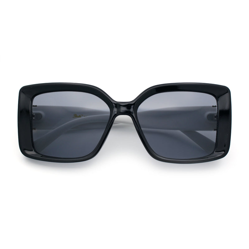 Womens Oversized Squared Beveled Rectangular Classic Butterfly Sunglasses