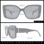 Womens Oversized Squared Beveled Rectangular Classic Butterfly Sunglasses