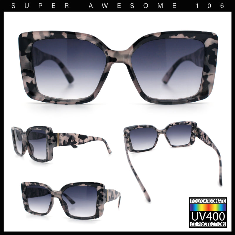 Womens Oversized Squared Beveled Rectangular Classic Butterfly Sunglasses