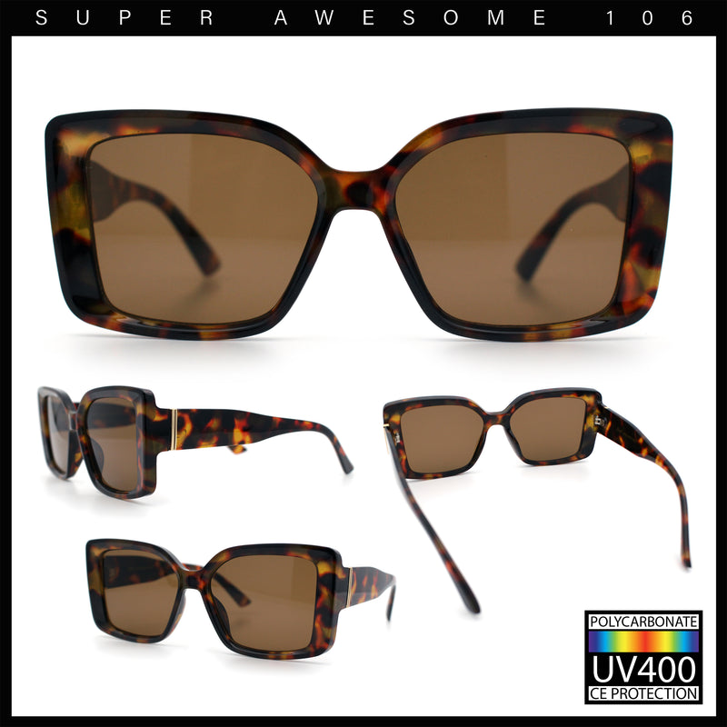 Womens Oversized Squared Beveled Rectangular Classic Butterfly Sunglasses