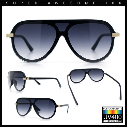 Womens Classy 90s Designer Shield Rimless Racer Plastic Fashion Sunglasses