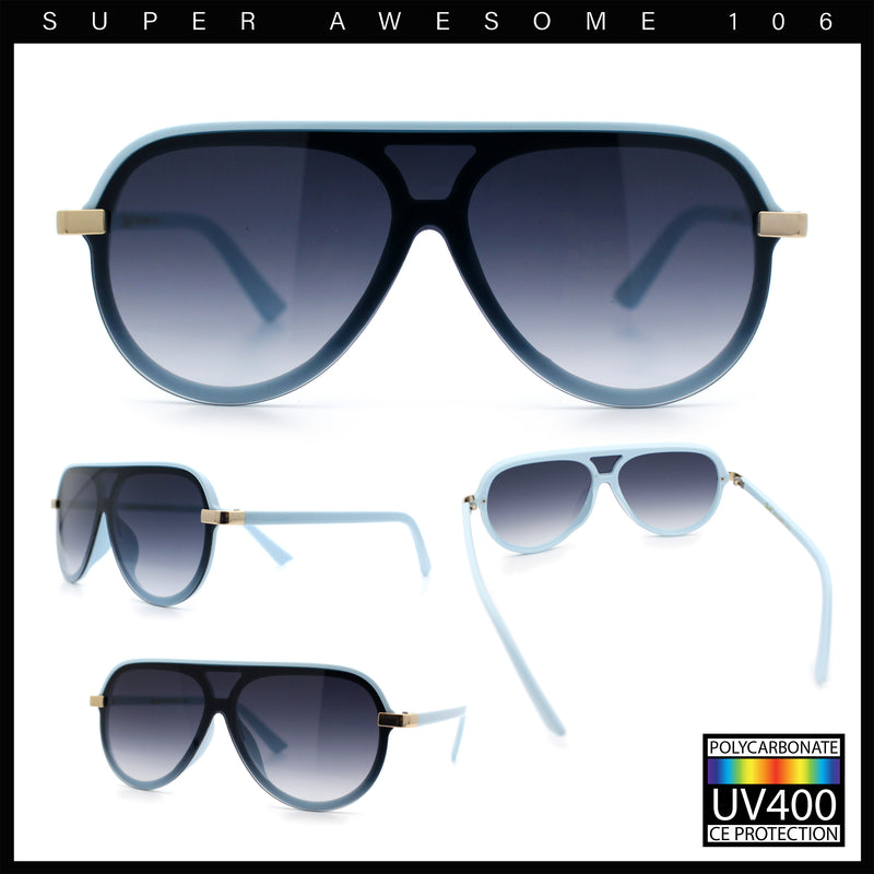 Womens Classy 90s Designer Shield Rimless Racer Plastic Fashion Sunglasses