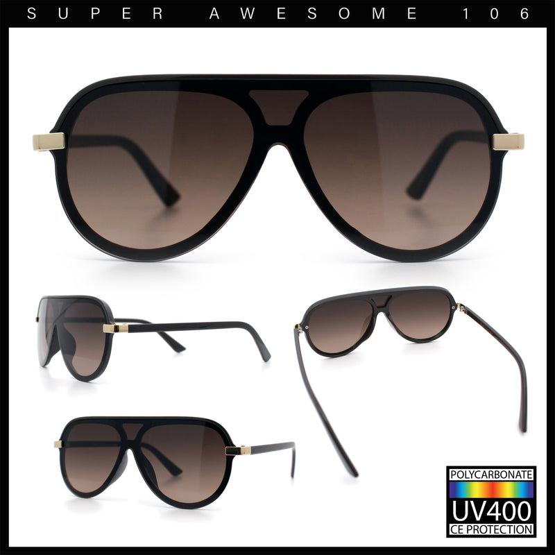 Womens Classy 90s Designer Shield Rimless Racer Plastic Fashion Sunglasses