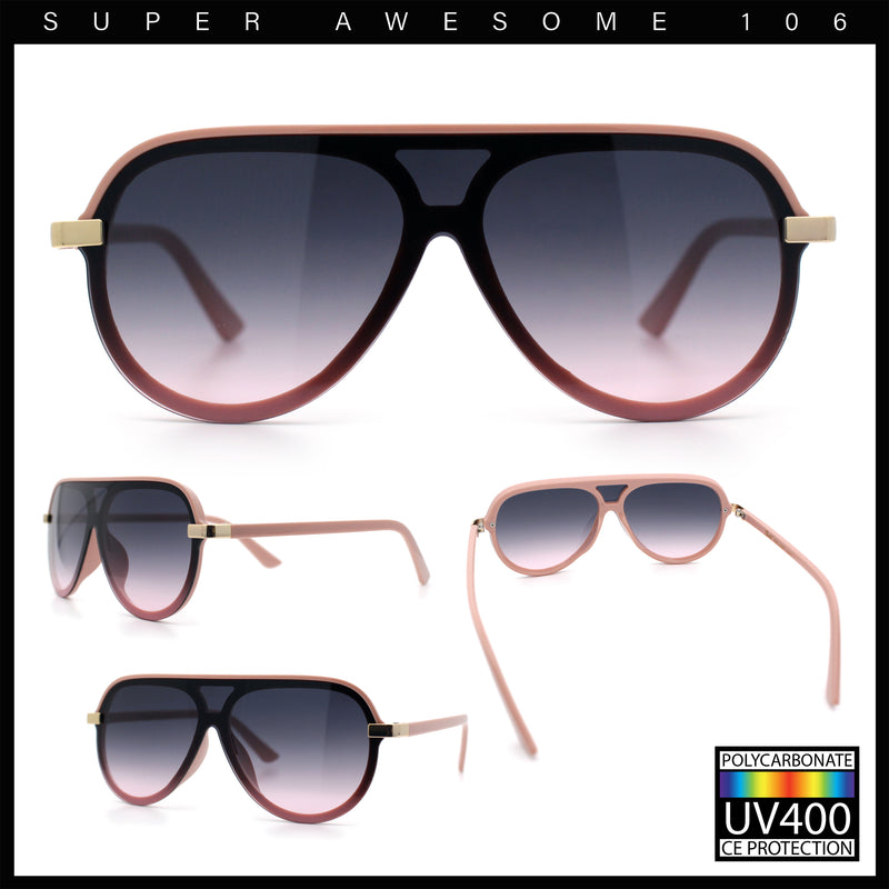 Womens Classy 90s Designer Shield Rimless Racer Plastic Fashion Sunglasses