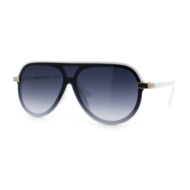 Womens Classy 90s Designer Shield Rimless Racer Plastic Fashion Sunglasses