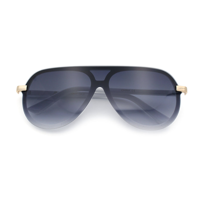 Womens Classy 90s Designer Shield Rimless Racer Plastic Fashion Sunglasses