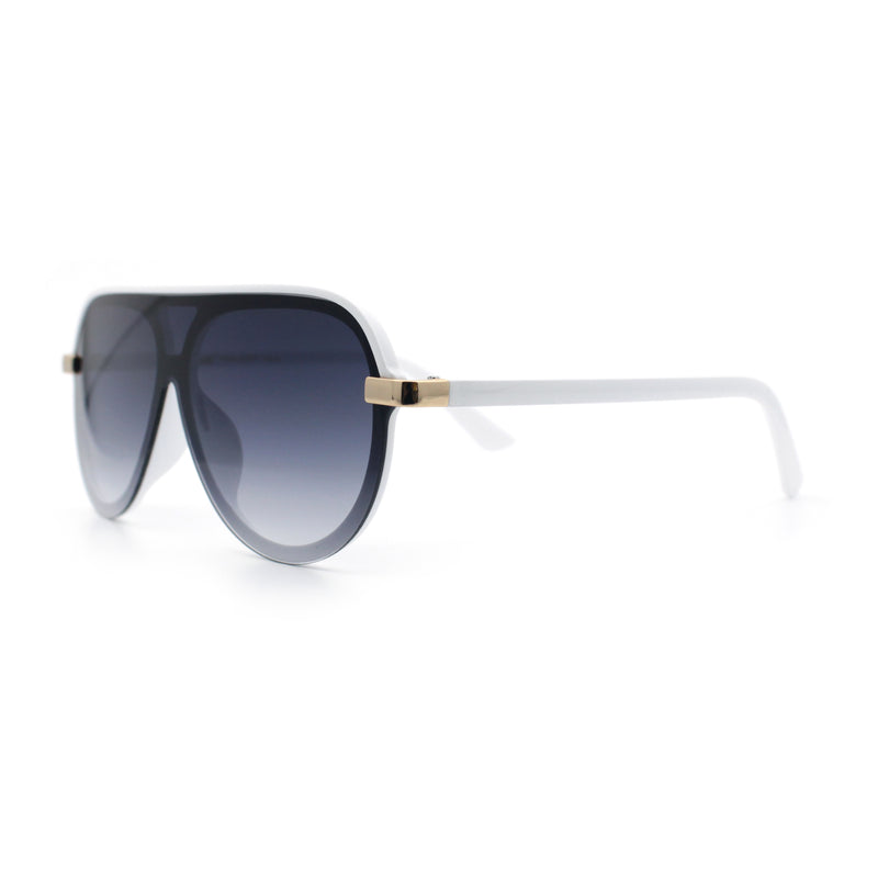 Womens Classy 90s Designer Shield Rimless Racer Plastic Fashion Sunglasses