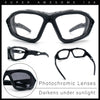 Choppers Clear - Dark Photochromic Lens Mens Foam Padded Wrap Biker Sunglasses