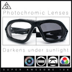 Choppers Clear - Dark Photochromic Lens Mens Foam Padded Wrap Biker Sunglasses