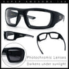 Choppers Photochromic Lens Mens Foam Padded Rectangle Wrap Biker Sunglasses