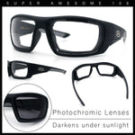 Choppers Photochromic Lens Mens Foam Padded Rectangle Wrap Biker Sunglasses
