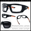 Choppers Photochromic Lens Mens Foam Padded Rectangle Wrap Biker Sunglasses