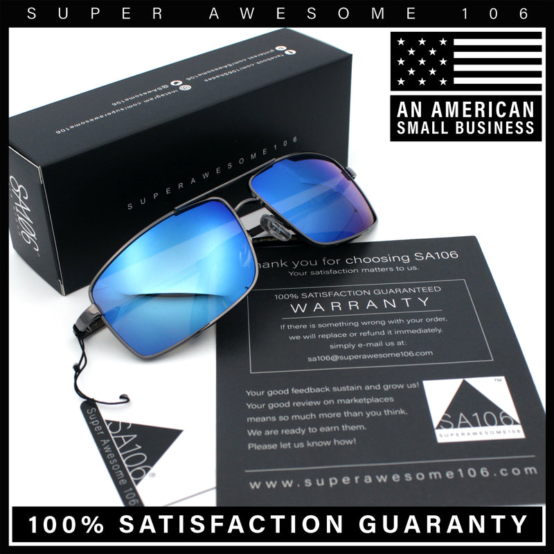 True Dad Shade Manly Rectangle Air Force Navigating Officer Metal Sunglasses