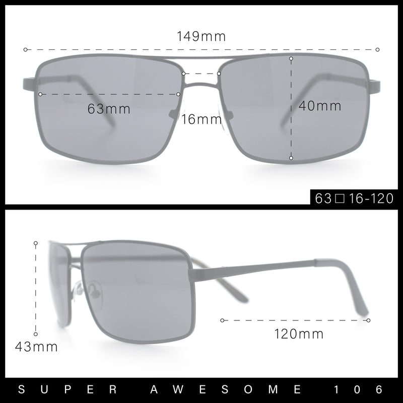 True Dad Shade Manly Rectangle Air Force Navigating Officer Metal Sunglasses