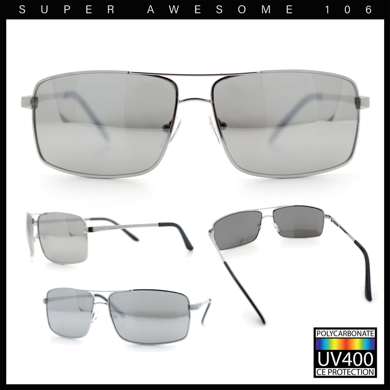 True Dad Shade Manly Rectangle Air Force Navigating Officer Metal Sunglasses