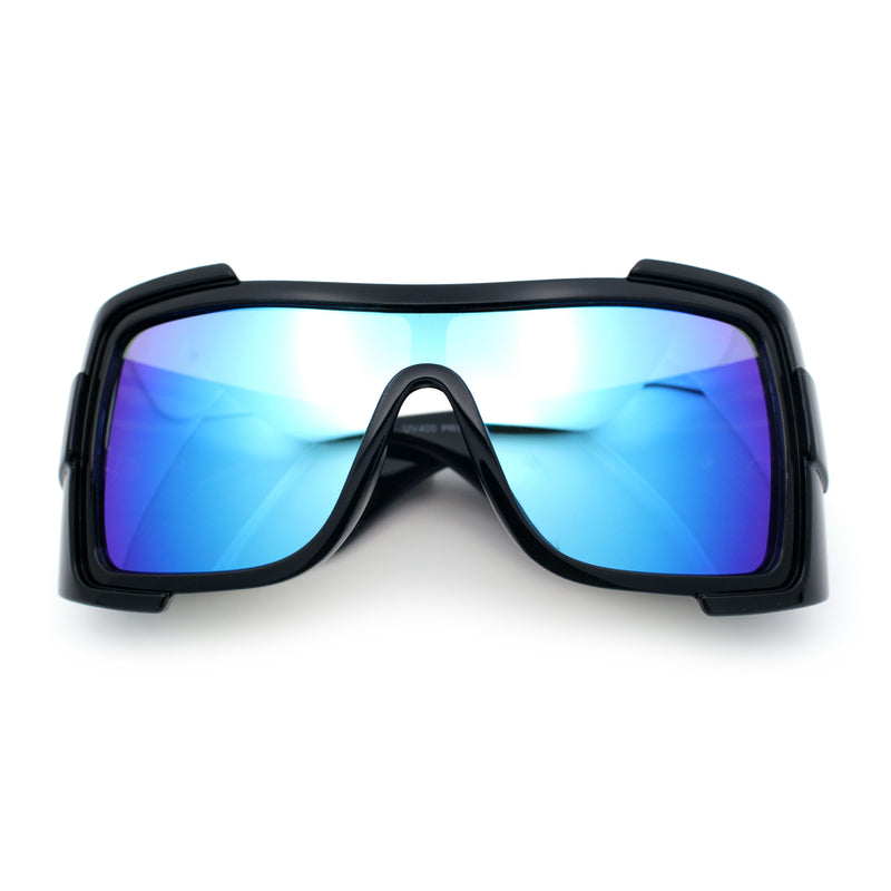 Super Loud Showy XL Oversized Thick Temple Wrap Shield Plastic Sunglasses