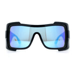 Super Loud Showy XL Oversized Thick Temple Wrap Shield Plastic Sunglasses