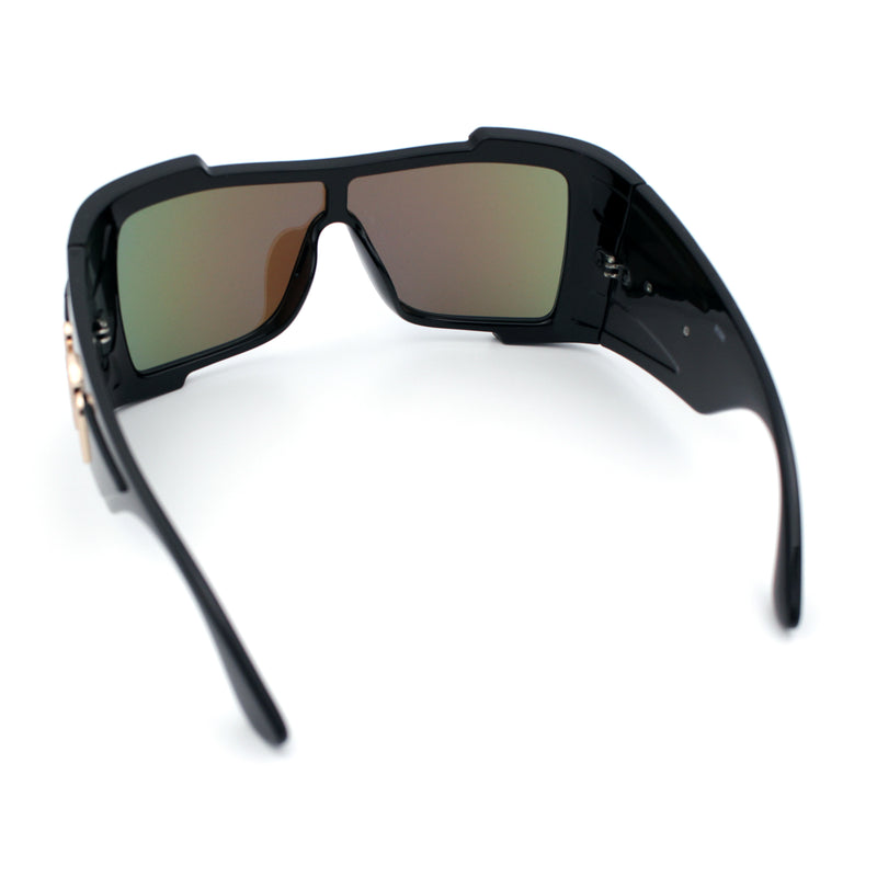 Super Loud Showy XL Oversized Thick Temple Wrap Shield Plastic Sunglasses