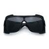 Super Loud Showy XL Oversized Thick Temple Wrap Shield Plastic Sunglasses