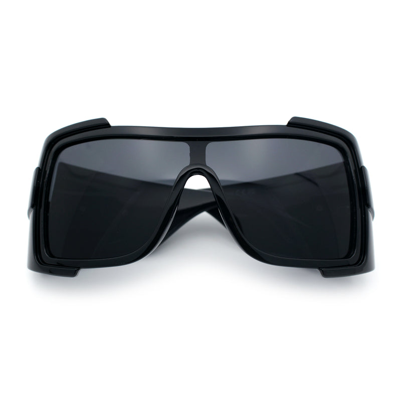 Super Loud Showy XL Oversized Thick Temple Wrap Shield Plastic Sunglasses