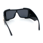 Super Loud Showy XL Oversized Thick Temple Wrap Shield Plastic Sunglasses
