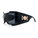 Super Loud Showy XL Oversized Thick Temple Wrap Shield Plastic Sunglasses