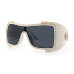 Super Loud Showy XL Oversized Thick Temple Wrap Shield Plastic Sunglasses
