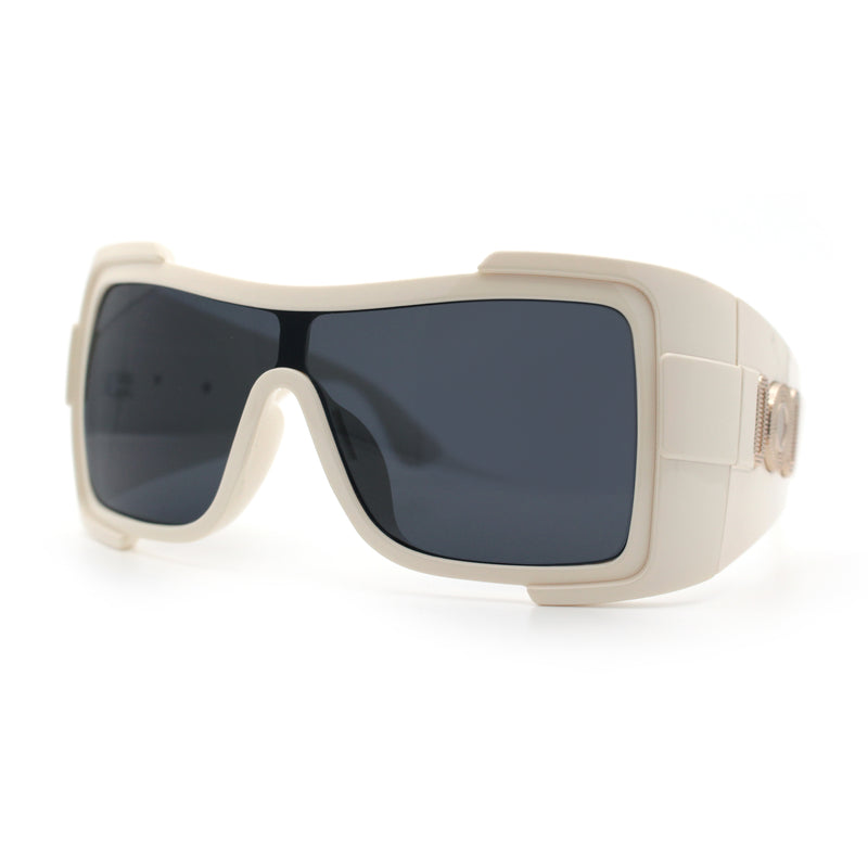 Super Loud Showy XL Oversized Thick Temple Wrap Shield Plastic Sunglasses