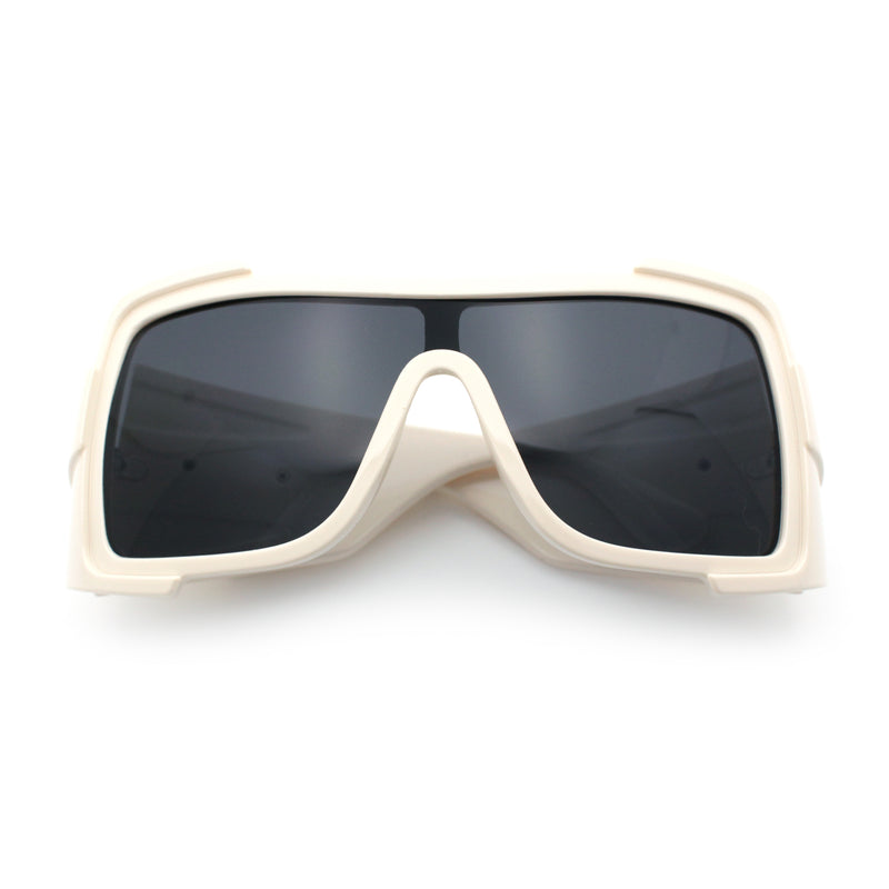Super Loud Showy XL Oversized Thick Temple Wrap Shield Plastic Sunglasses