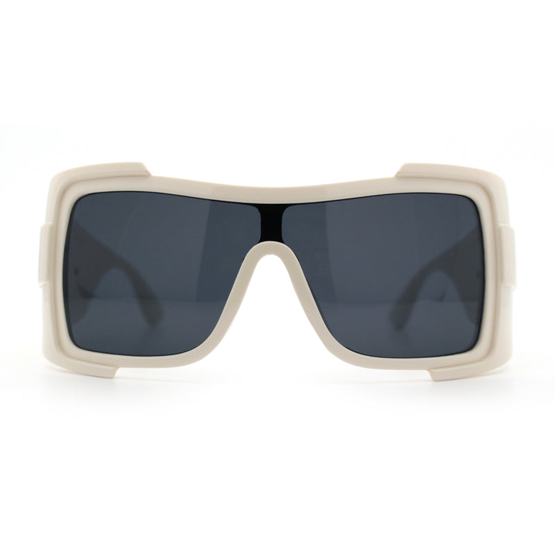 Super Loud Showy XL Oversized Thick Temple Wrap Shield Plastic Sunglasses