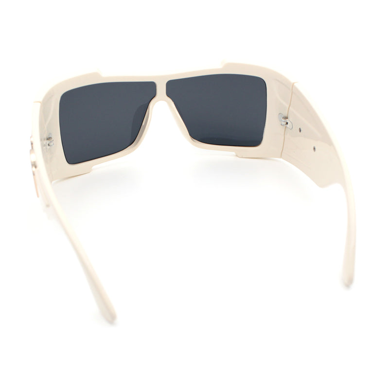 Super Loud Showy XL Oversized Thick Temple Wrap Shield Plastic Sunglasses