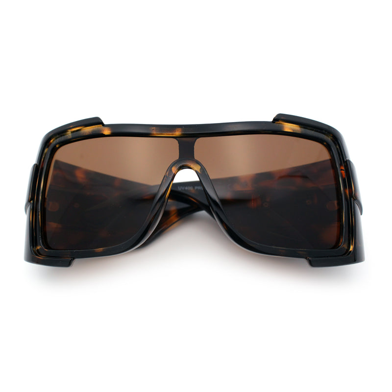 Super Loud Showy XL Oversized Thick Temple Wrap Shield Plastic Sunglasses