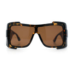 Super Loud Showy XL Oversized Thick Temple Wrap Shield Plastic Sunglasses