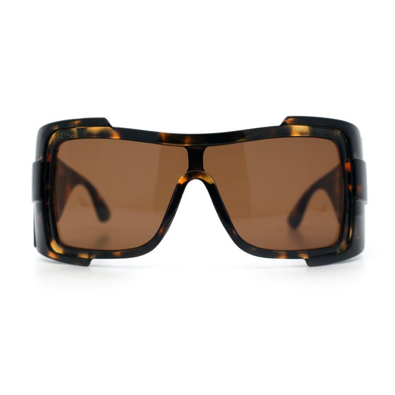 Super Loud Showy XL Oversized Thick Temple Wrap Shield Plastic Sunglasses