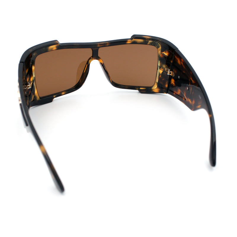 Super Loud Showy XL Oversized Thick Temple Wrap Shield Plastic Sunglasses