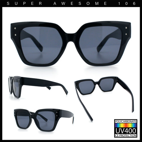Womens Classy Thick Temple Plastic Horned Cat Eye Fashion Sunglasses