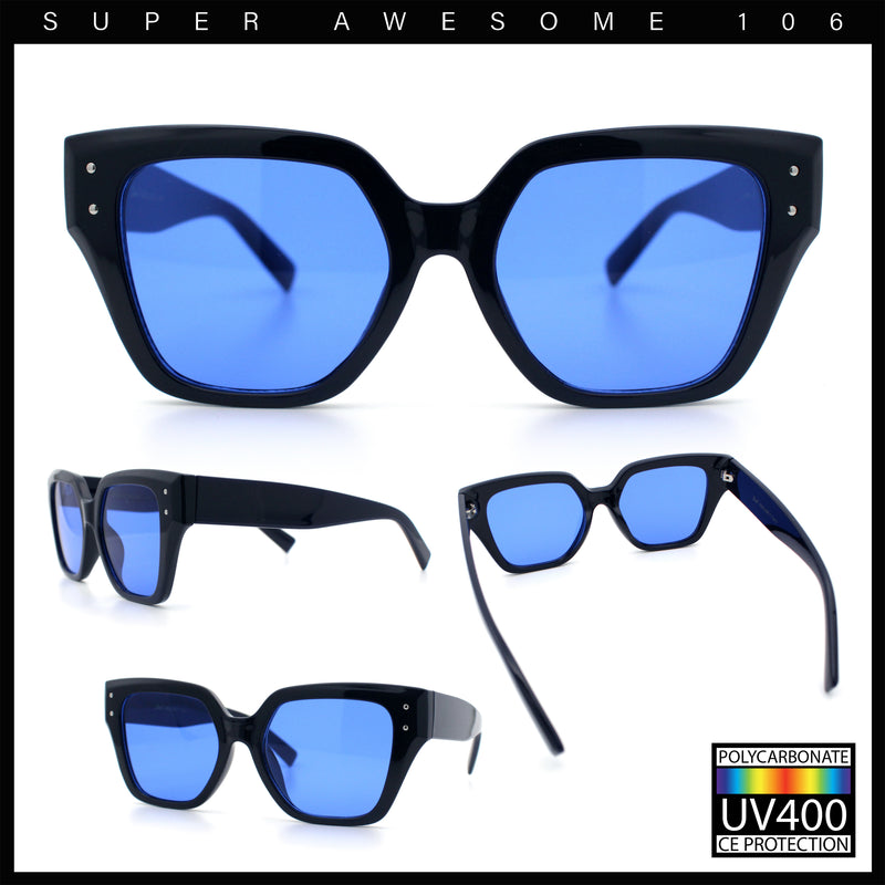 Womens Classy Thick Temple Plastic Horned Cat Eye Fashion Sunglasses
