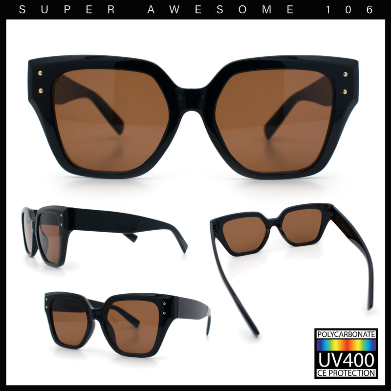 Womens Classy Thick Temple Plastic Horned Cat Eye Fashion Sunglasses