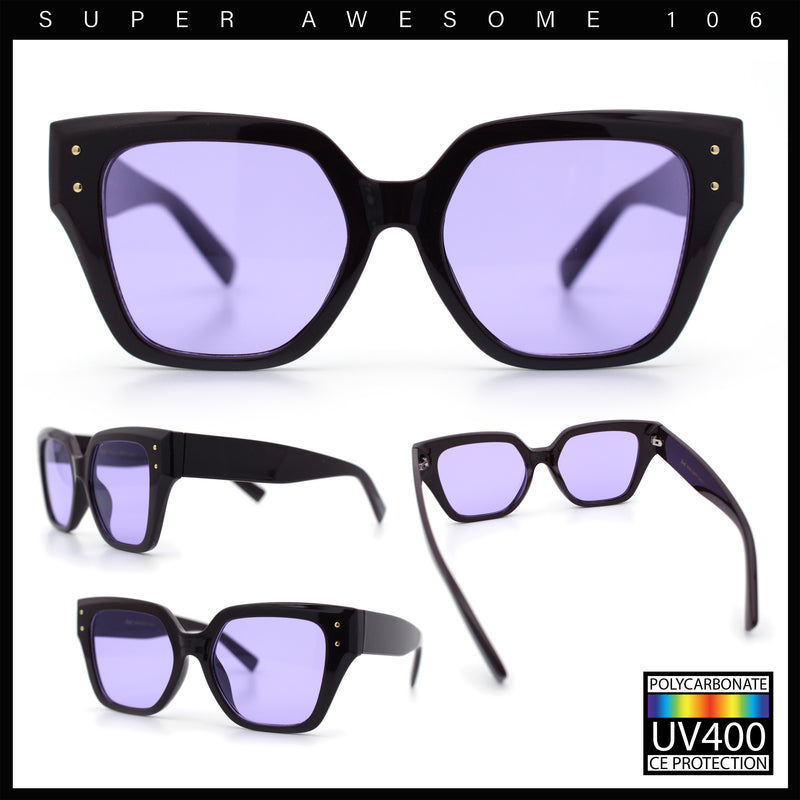 Womens Classy Thick Temple Plastic Horned Cat Eye Fashion Sunglasses