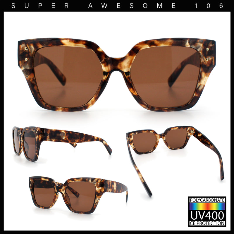 Womens Classy Thick Temple Plastic Horned Cat Eye Fashion Sunglasses