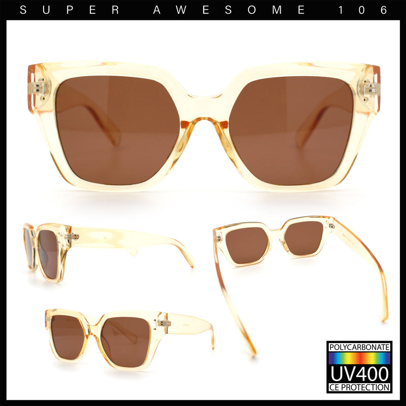 Womens Classy Thick Temple Plastic Horned Cat Eye Fashion Sunglasses