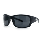 Mens Matte Classic Rectangular Wrap Around Biker Plastic Sunglasses