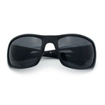 Mens Matte Classic Rectangular Wrap Around Biker Plastic Sunglasses