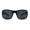 Mens Matte Classic Rectangular Wrap Around Biker Plastic Sunglasses