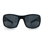 Mens Matte Classic Rectangular Wrap Around Biker Plastic Sunglasses