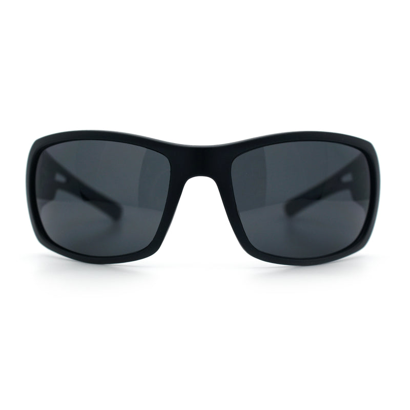 Mens Matte Classic Rectangular Wrap Around Biker Plastic Sunglasses