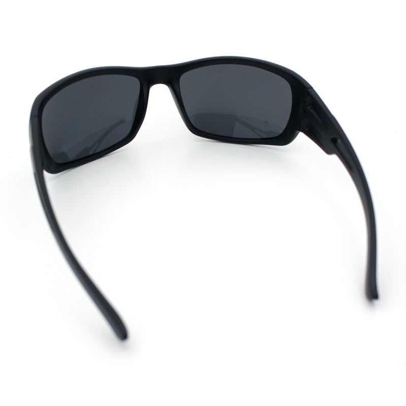 Mens Matte Classic Rectangular Wrap Around Biker Plastic Sunglasses