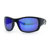 Mens Matte Classic Rectangular Wrap Around Biker Plastic Sunglasses