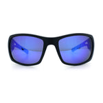 Mens Matte Classic Rectangular Wrap Around Biker Plastic Sunglasses